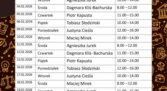 pomoc prawna w lutym