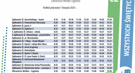 rozkład jazdy C2 basen/ wrocławska/ cegielnia