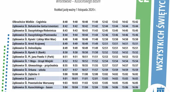 rozkład jazdy C2 cegielnia/ wrocławska/ basen 