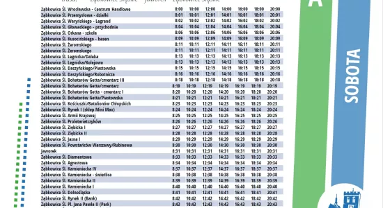 linia A soboty (rozkład od 01.01.2025