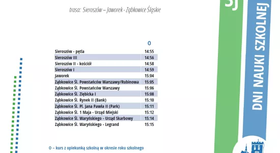 linia 3J trasa Sieroszów - Ząbkowice (rozkład od 01.01.2025