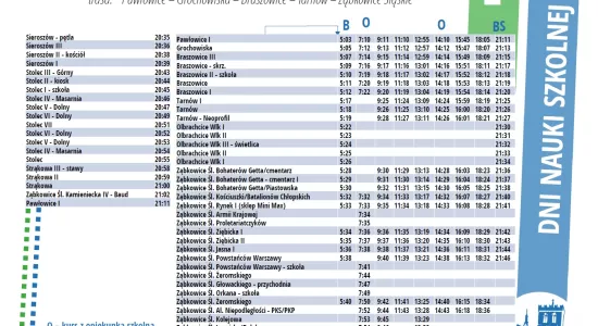 linia 2 - trasa Pawłowice - Ząbkowice (rozkład od 13.01.2025