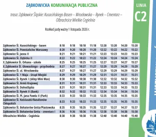 rozkład jazdy C2 basen/ wrocławska/ cegielnia