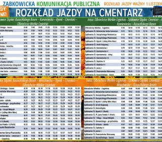 rozkład jazdy na cmentarz linie C1 i C2