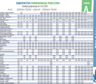 linia A robocze (rozkład od 13.01.2025