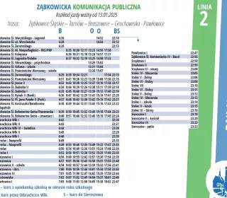 linia 2 - trasa Ząbkowice - Pawłowice (rozkład od 13.01.2025
