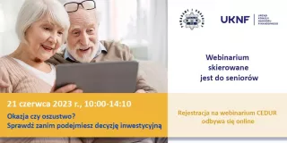 Grafika - webinarium CEDUR dla seniorów - 21 czerwca 2023 r