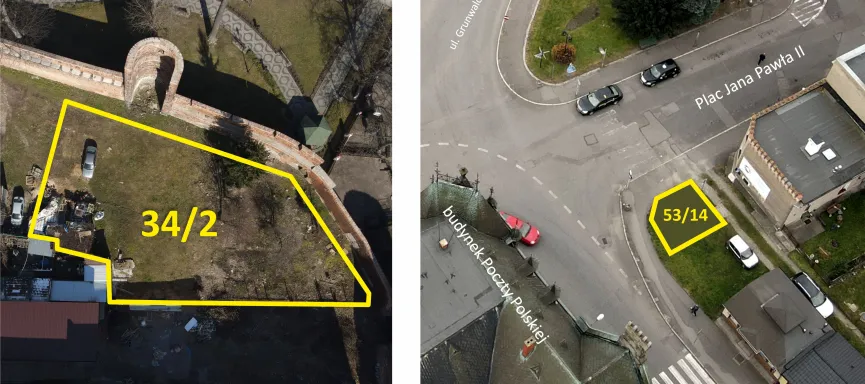 Działki pod inwestycje przy ul. B. Prusa oraz przy Placu Jana Pawła II