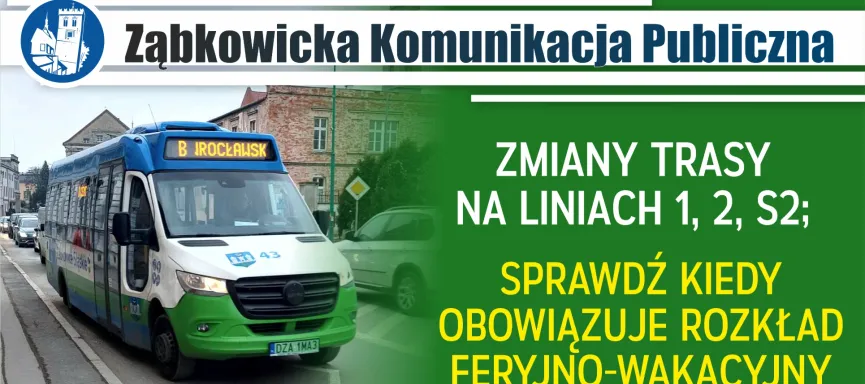 grafika z tytułem: zmiany trasy na liniach 1, 2, S2