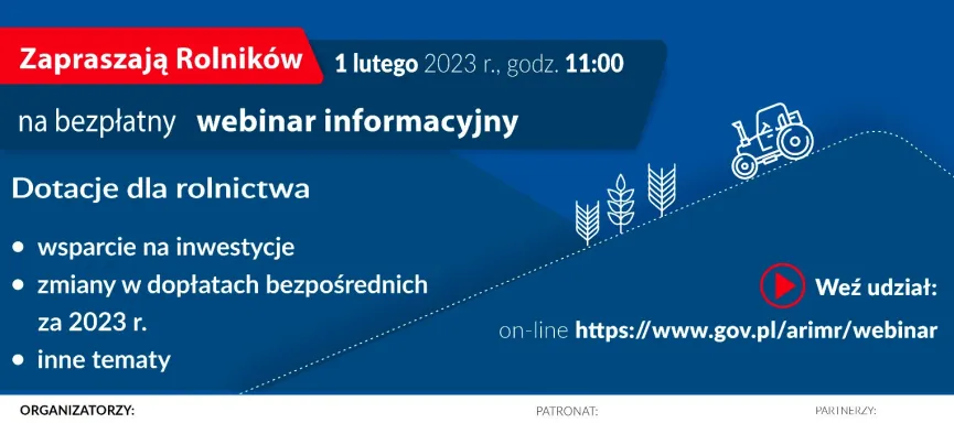 Plakat Webinarium dla Rolnictwa