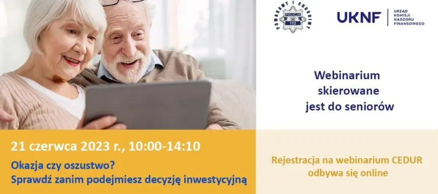 Grafika - webinarium CEDUR dla seniorów - 21 czerwca 2023 r