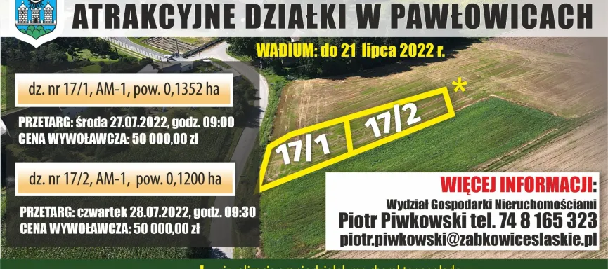 pawłowice kafelek 2 działki z dopiskiem